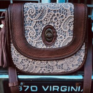 Justin Boots Elegant Brown Lace Crossbody Bag